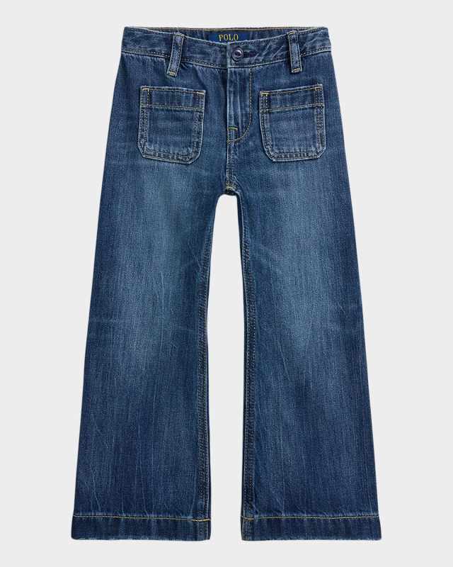 Girl's Girl's Sailor Wide-Leg Denim Jeans, Size 3-